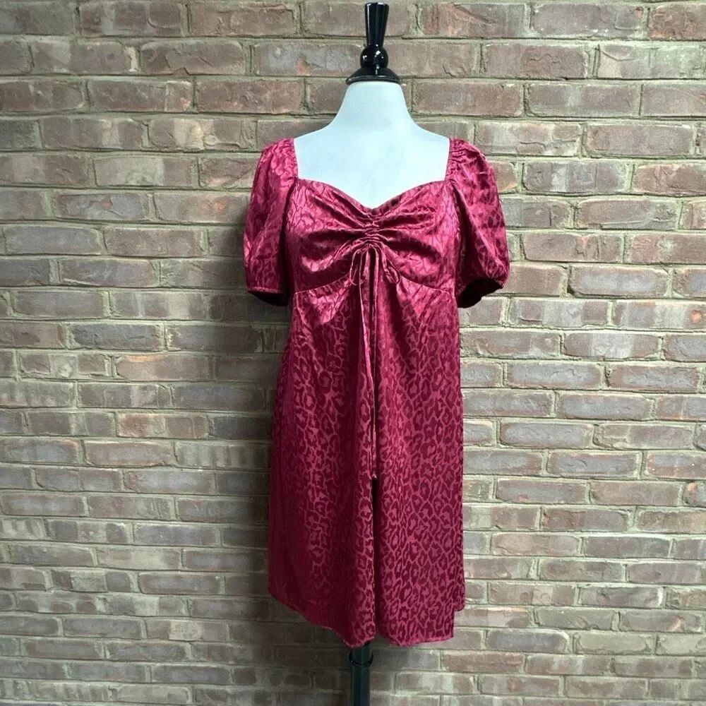 Cato Women’s Burgundy Puff Sleeve Dress Sz XL NEW